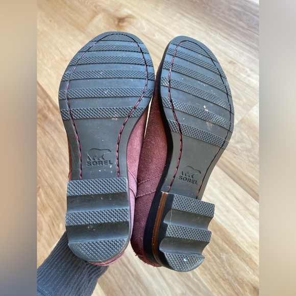 Sorel Lolla Cutout Booties Ankle Boots Maroon Suede Leather Size 8 - Picture 8 of 8